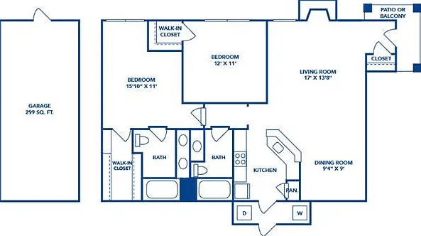 2 Bedroom | 2 Bath | 1133 SF | Attached Garage 2 Bedroom | 2 Bath | 1133 SF | Attached Garage