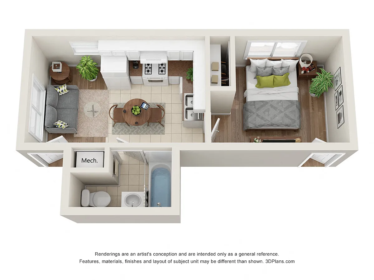 Floor plan 0 Bedroom, 1 Bathroom (Studio)