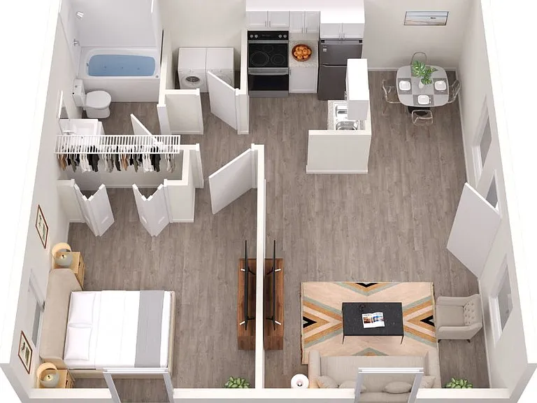 Explore this cozy one-bedroom layout, perfect for comfortable living. Explore this cozy one-bedroom layout, perfect for comfortable living.