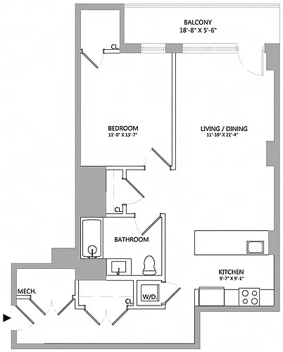 Floor plan 1 Bed/1 Bath-12