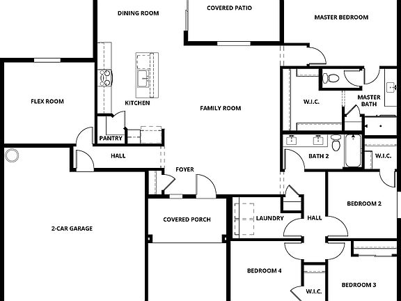 Inside this home, you will find four large bedrooms, an open layout and a flex room!