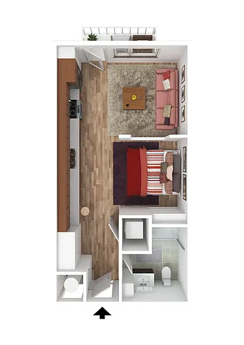 Floor plan Studio - 480 Sq Ft