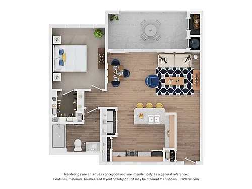 Floor plan One Bedroom - Blanco (Income-Restricted)