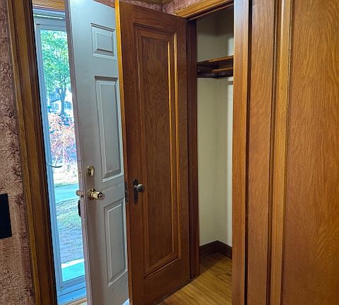 Coat closet at front door entrance