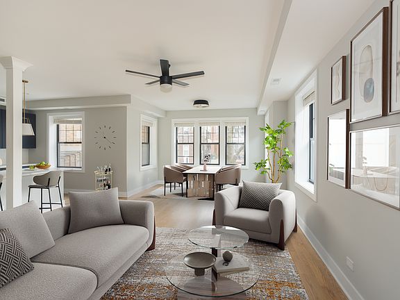 Staged living and dining room