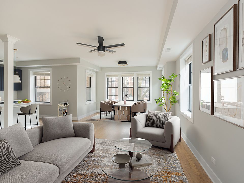 Staged living and dining room