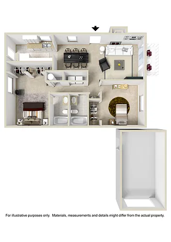 Floor plan 2 Bedroom (Flat townhome with garage)