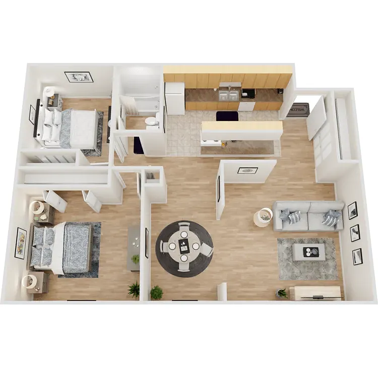 Floor plan 2 Bed 1 Bath