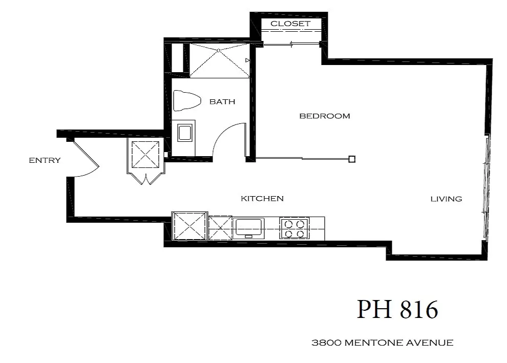 Floor plan Jr 1 Bedroom East Facing