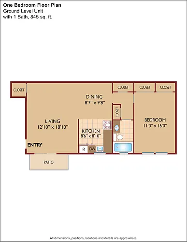 Floor plan $2.14/sq.ft. - One Bedroom