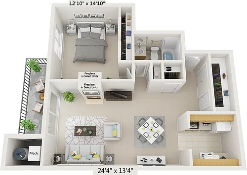 Floor plan 1BR D