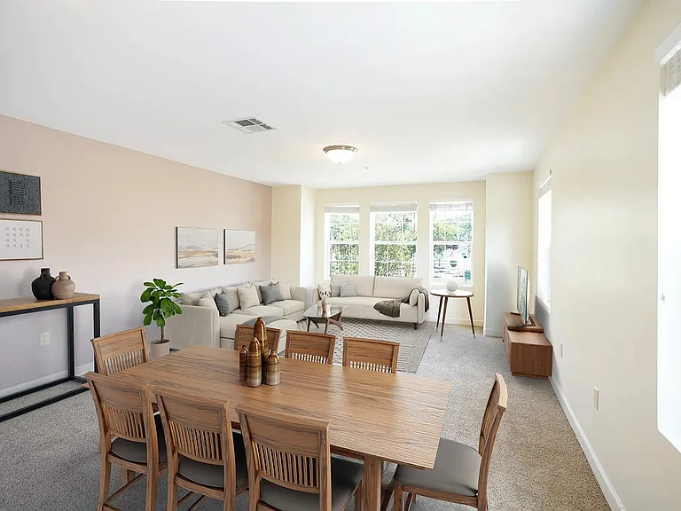 Spacious and bright dining and living area
