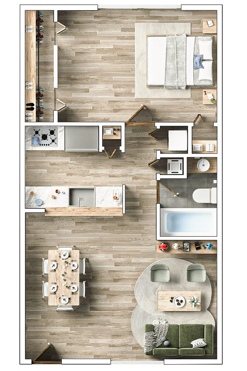 Floor plan 1 Bedroom, 1 Bathroom