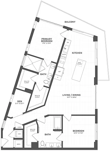 Floor plan 2 Bed/2 Bath Den-B9