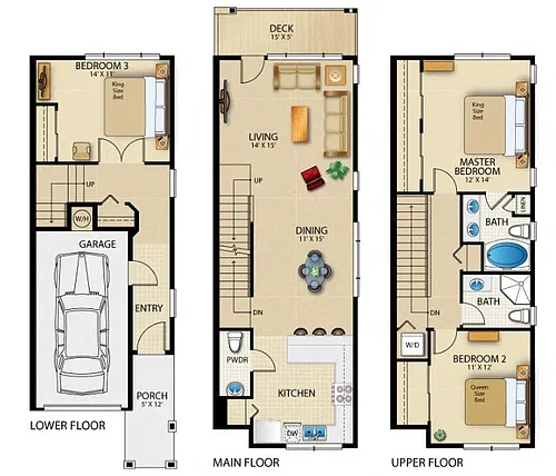 Floor plan 3 Bedroom 2.5 Bath (C3)