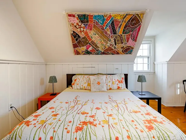 Bedroom #1 is upstairs. It has an unusually large closet. There's a bons closet and hidden storage under the eaves.