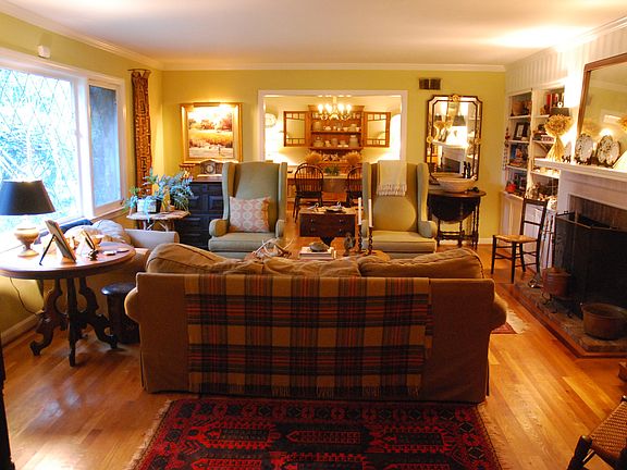 Living Room with Real Wood Fireplace