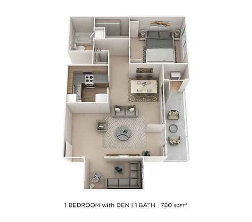 Floor plan One Bedroom w/ Den