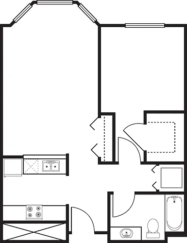 Floor plan 1 Bedroom -663