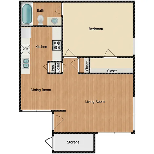 Floor plan 1 Bed 1 Bath