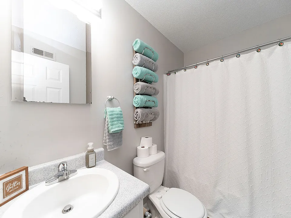 Bright bathroom with bathtub
