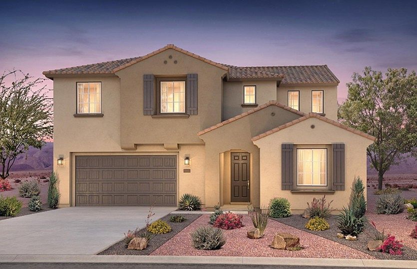 The Preston Elevation A has a Stucco-synthetic exterior with tiled pitched roof.