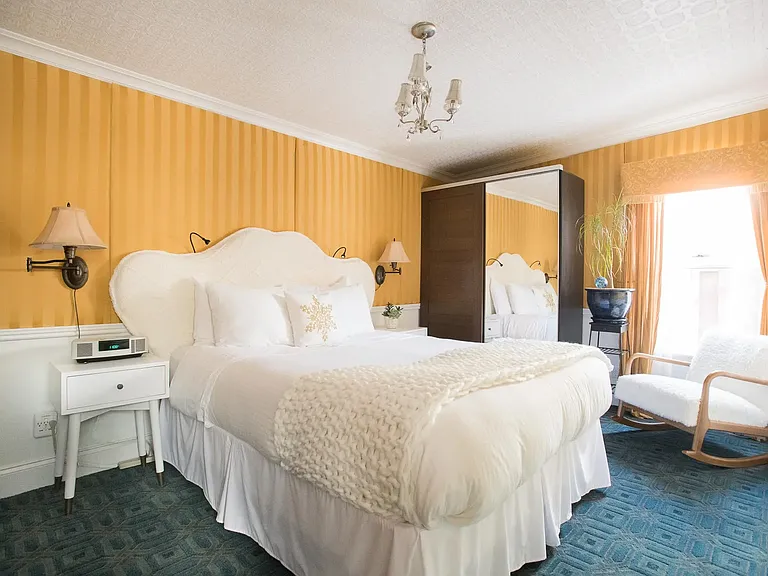 Gold bedroom.
