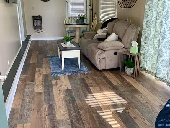 living room with new waterproof flooring