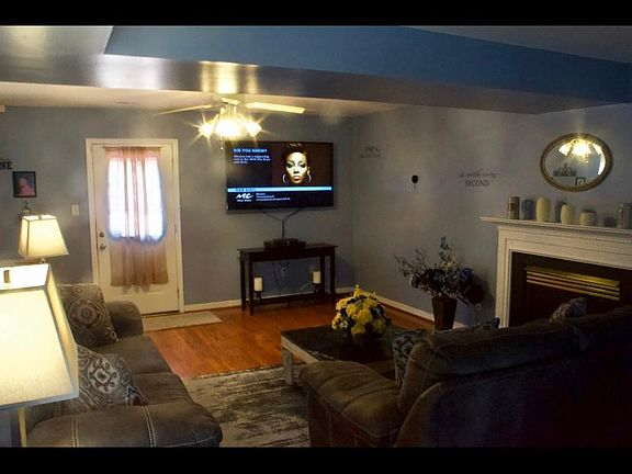 Huge living room with fireplace