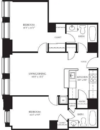 Floor plan 2Bedroom 2Bathroom