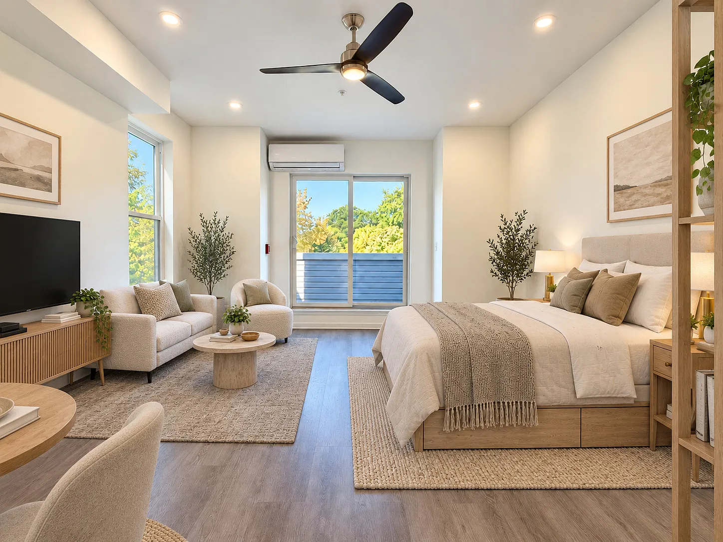 Park-View Studio with Private Balcony, Central Air & In-Unit Laundry — Photo 3
