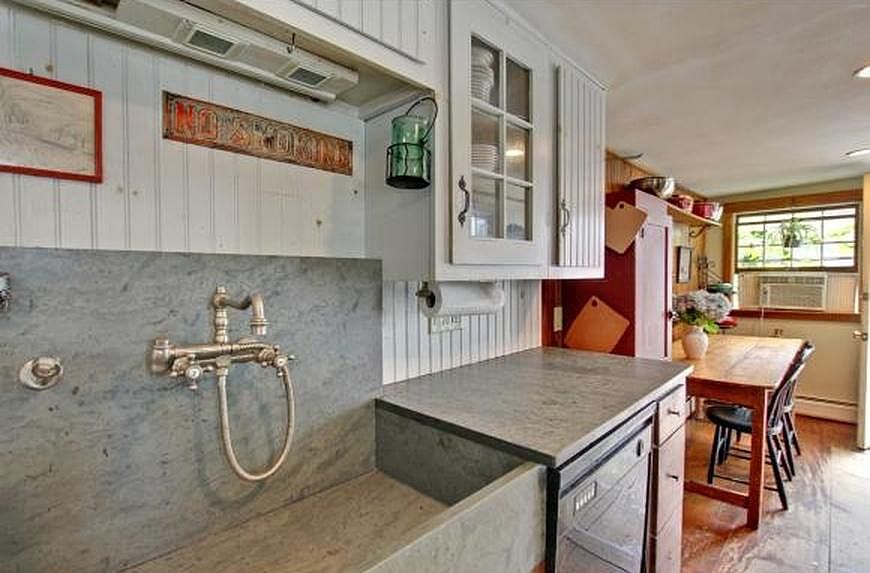 slate sink and kitchen counters