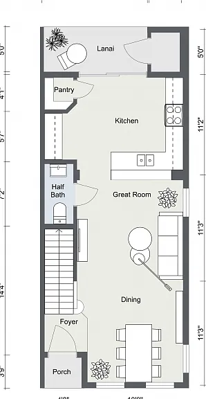 Living, Dining and Kitchen with Steel appliances