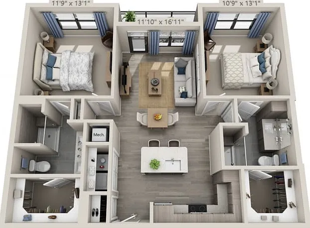 Floor plans are artist's rendering. All dimensions are approximate. Actual product and specifications may vary in dimension or detail. Not all features are available in every apartment. Prices and availability are subject to change. Floor plans are artist