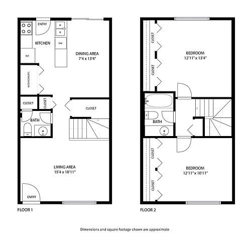 Floor plan 2 Bedroom / 1.5 Bath