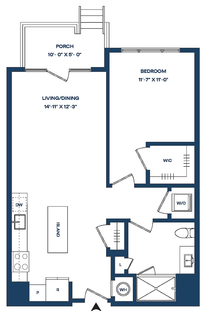 Floor plan 1 Bed/1 Bath S-A1-P Smyth