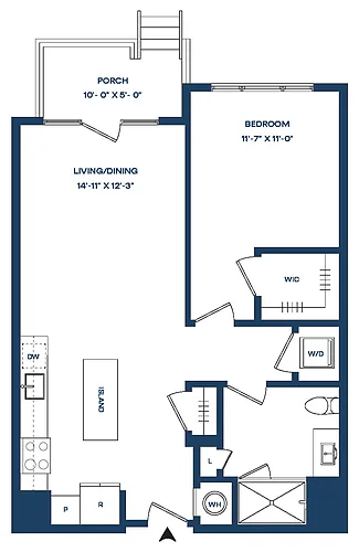 Floor plan 1 Bed/1 Bath S-A1-P Smyth