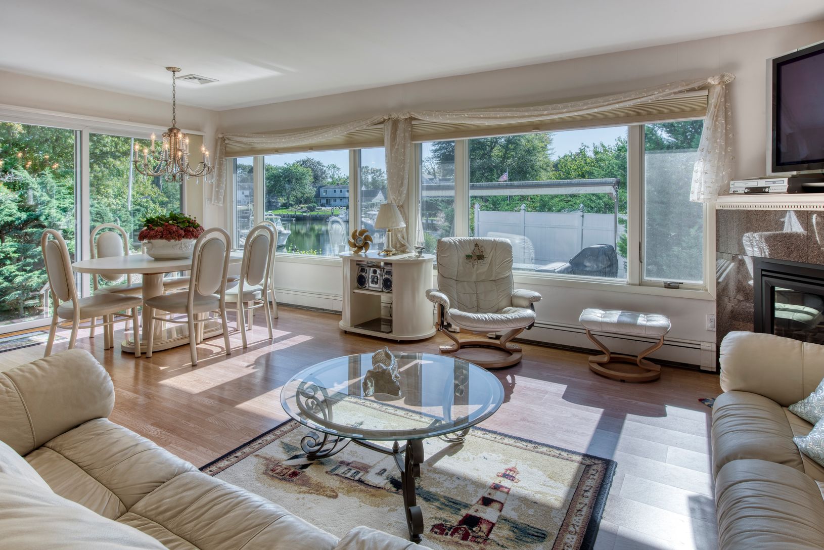  Open Living area with gas fireplace.
