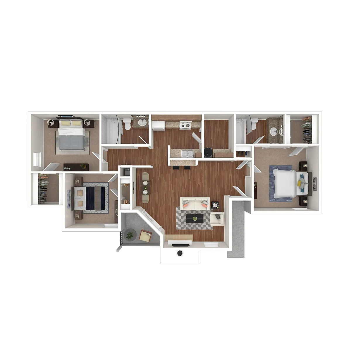 Floor plan Three Bed Two Bath W/Wash/Dry