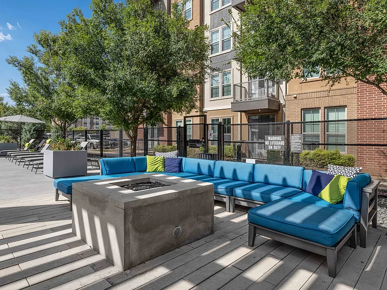 Poolside Fire Pit with Cozy Seating Area