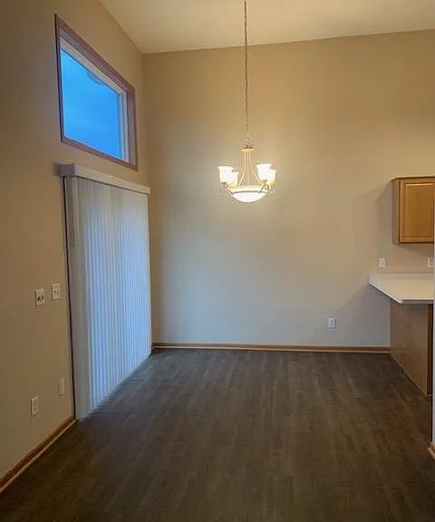 Dining room with patio door to deck.