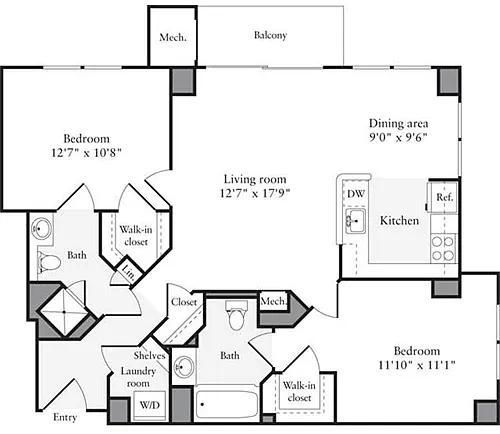 Floor plan 2 Bedrooms B