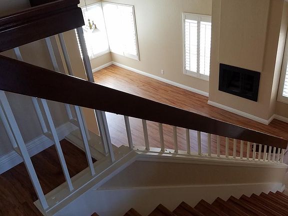 overlooking stairs to living area