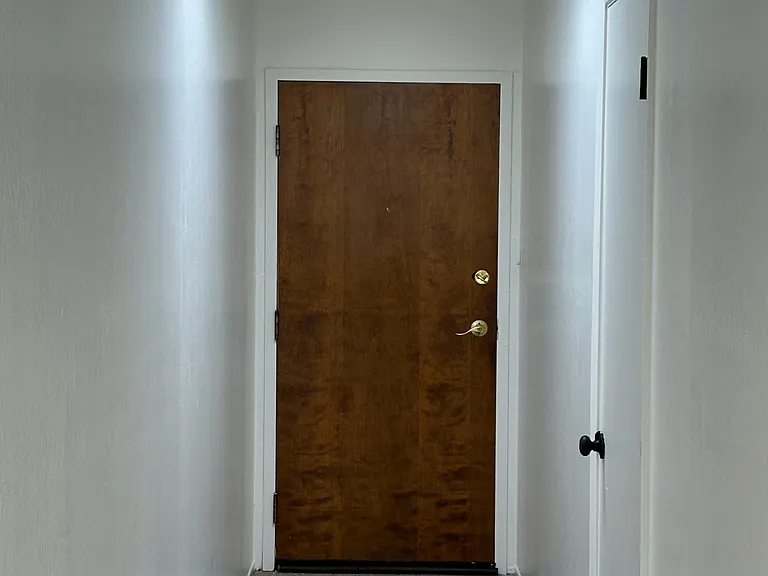 Apartment #6 door with coat closet in hallway.