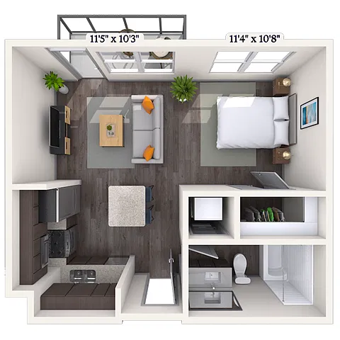 Floor plan Studio 0x1 504 SF-FP