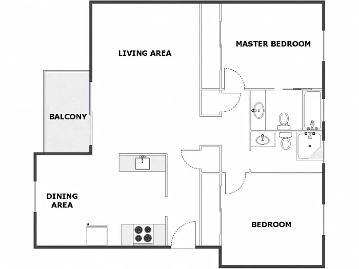 Floor plan 2 Bed / 2 Bath: Type B