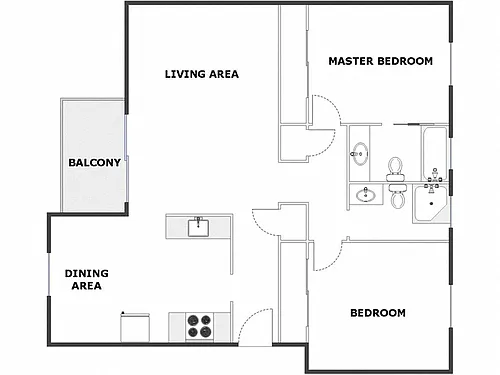 Floor plan 2 Bed / 2 Bath: Type B