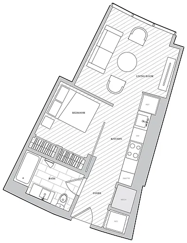 Floor plan 1 Bed 1 Bath BR JR
