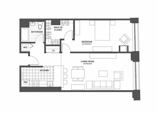 Floor plan 1 Bed/1 Bath