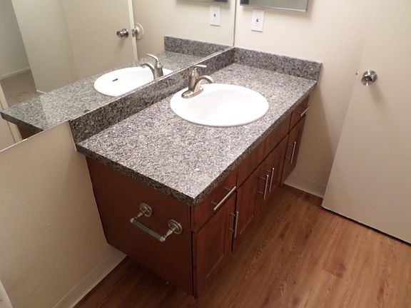 New granite counter top in the bathroom